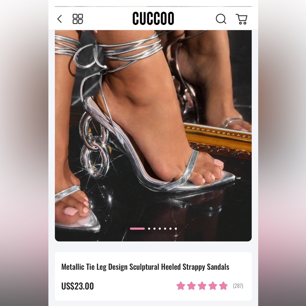 CUCCOO  Metallic Tie Leg Design Heels